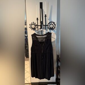 Torrid Black Sleeveless Dress with Crochet Detail